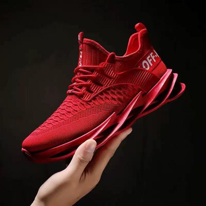 

2025 new flying woven men s shoes summer trend casual fashion running shoes men s sports shoes student men s single shoes 45 червоний