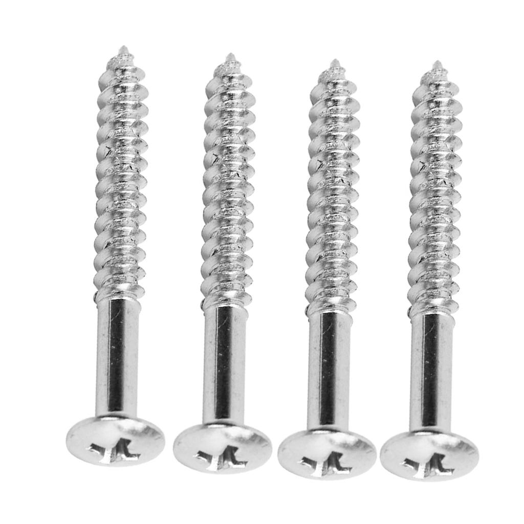 4 Pcs Neck Plate Mounting Screws High Strength Silver Metal Guitar Replacement Screw