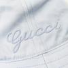 Makelloser GUCCI Hut Bestickter Logo-Eimerhut Hellblau Baumwolle Damen S 782733 Gebraucht