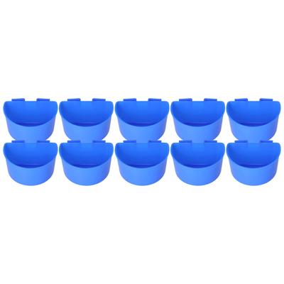 10pcs Pigeons Feeding Cups Safe Plastic Bird Hanging Feeding Dish Cups with Semicircle DesignS Blue