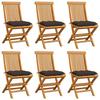 VidaXL Garden Chairs with Taupe Cushions 6 Pcs Solid Teak Wood