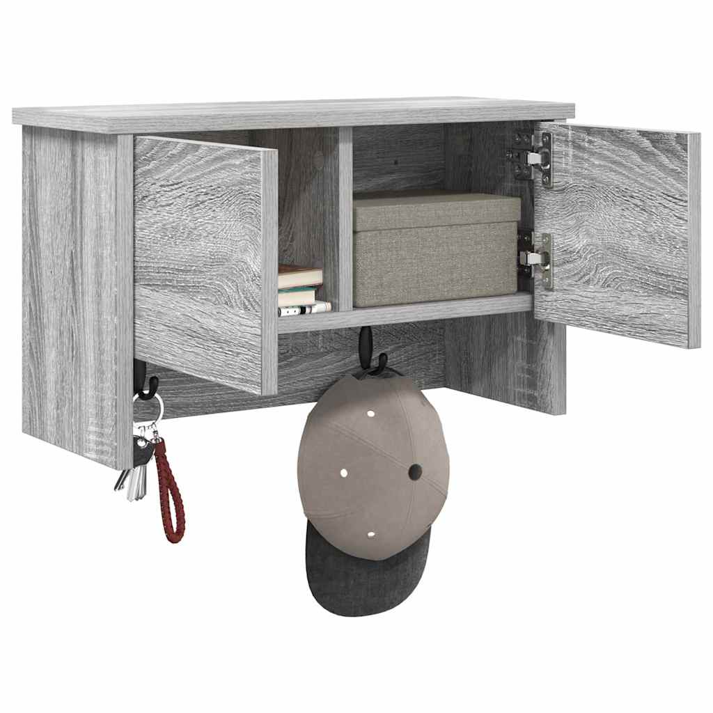Wall Mounted Nightstand with Door Grey Sonoma 50 x 20 x 30 cm