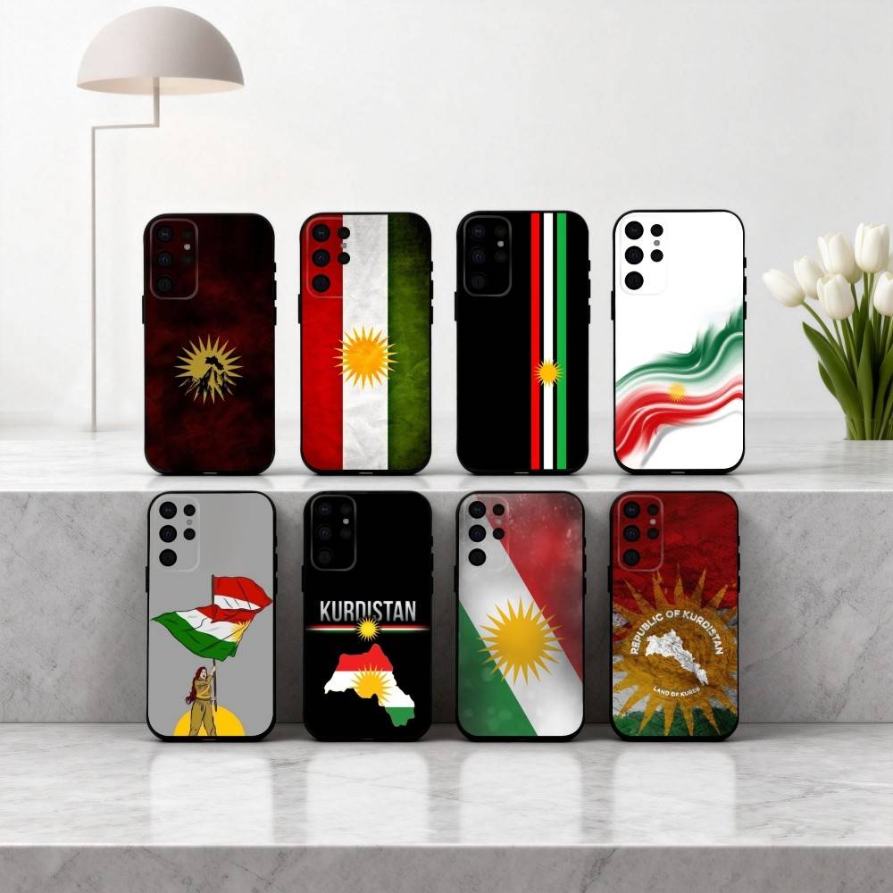 K-Kurdistan-N F-Bandiera-G Custodia per Telefono Per Samsung S25,24,23,22,30,21,10,9,Ultra,Plus,Lite,FE,4,5 G Custodia Nera Morbida