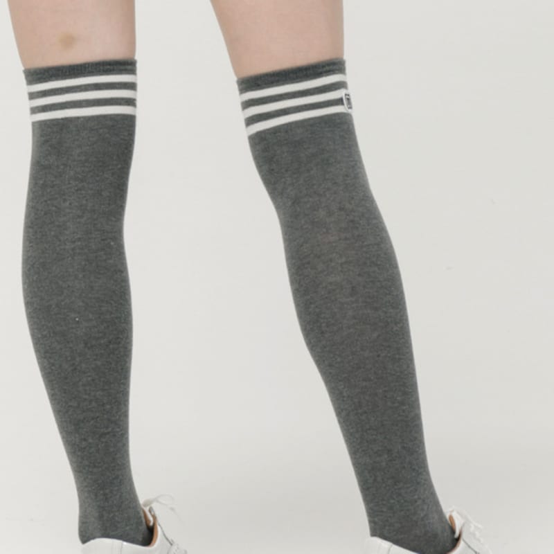 DOYOUKNOWMC ALL SEASON Striped Charcoal Gray Over-the-Knee Socks