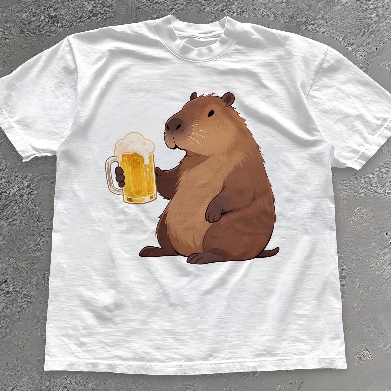 Capybara Drinking Beer Shirt - Funny Party Animal T-Shirt L