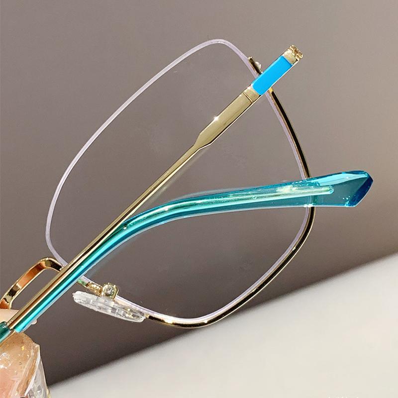 Myopia Glasses Women Ultralight Metal Half Frame Prescription Cat Eye Anti Blue Light Computer Glasses 0 To -6 0