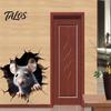 Decorative Sticker for Bathroom Glass Grey Mouse Peeking Wall Decal, 3D Hole Effect Sticker, Removable Creative Decoration Living Room PVC Art Bedroom