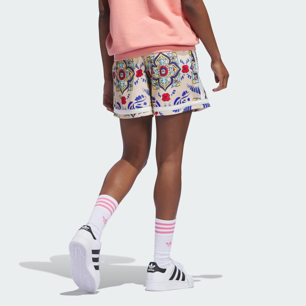 Adidas Originals Allover Floral Print Drawstring Shorts Unisex Shorts Sand-Brown IN4238