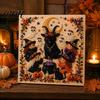 Jesienna Dekoracja Świąteczna Halloween Sztuczna Perła Artystyczna Zestaw DIY, Zestaw Rękodzieła Haftu Koralikowego 3D, Straszny Ręcznie Robiony Duch Dynia Koza Wiedźma Sztuka na Ścianę, Sezonowy