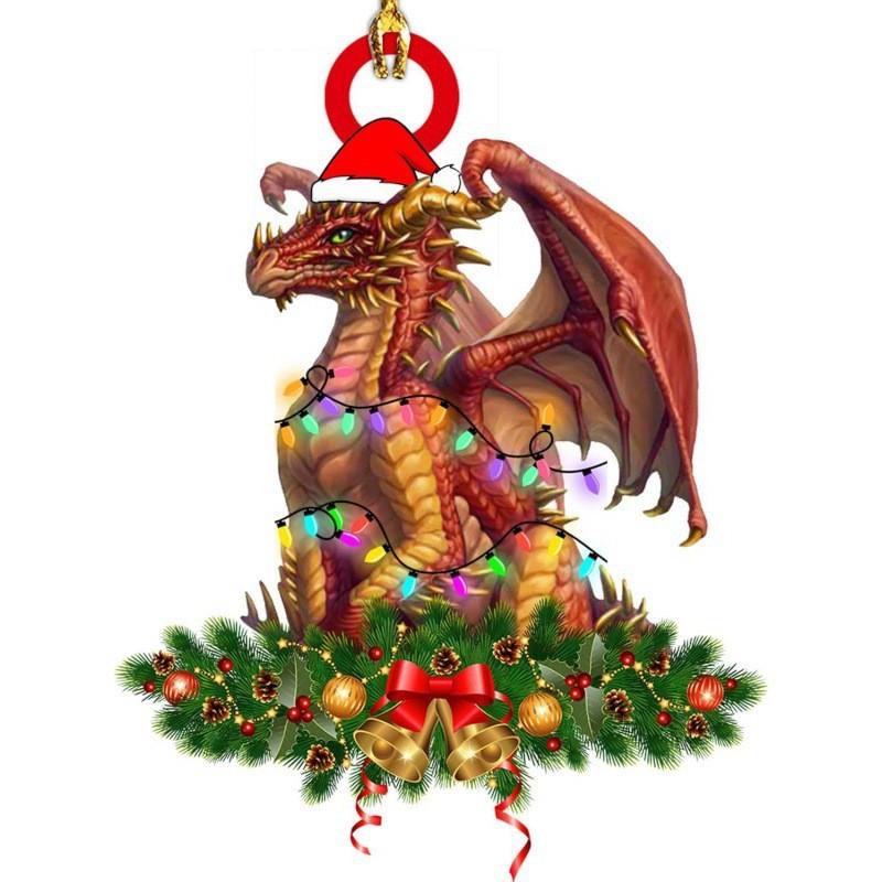Festive Cartoon Style Acrylic Dragon Car Ornament For Vibrant Christmas Decor