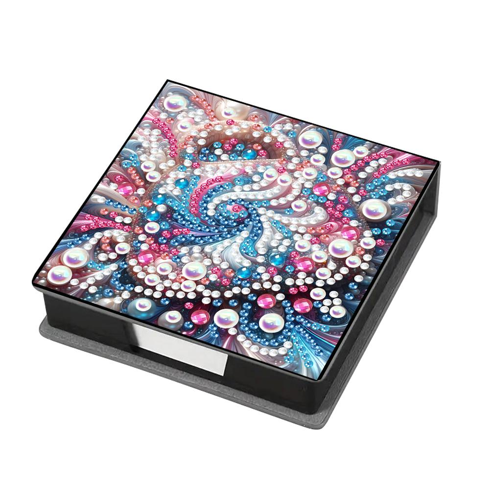 Leather Animals Gem Painting Memo Pad Holder Mosaic Kit Pattern Diamond Art Note Box with 160 Sheets of Paper for DIY Art Craft