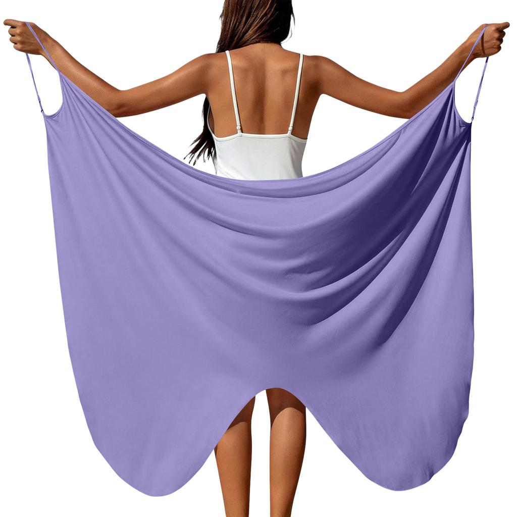 Women's Solid Beach Cover Up Cross Strap Wrap Dress for Swimsuit Lightweight Bathing Suit Outerwear for Vacation Resort
