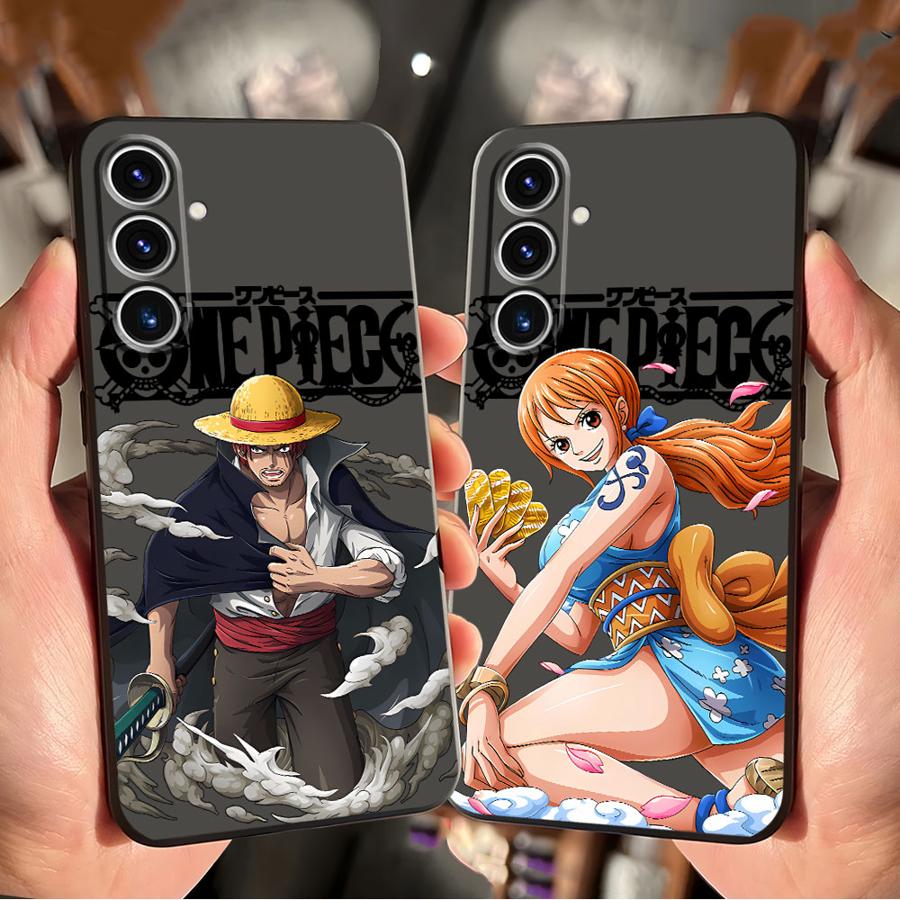 One Piece Shanks Nami Black Soft Phone Cover Case for Samsung Galaxy S23 Ultra S21 FE S20 S25 Edge S24 Plus
