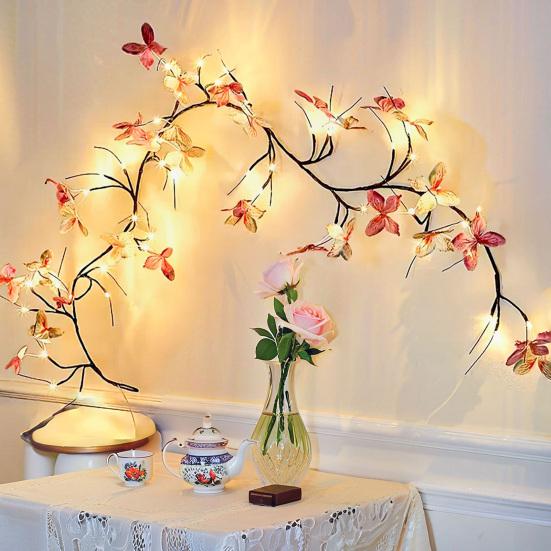 LED Rattan Lamp Energy-saving USB Powered Easy to Install Butterfly String Light Romantic Interior Lighting Indoor/Outdoor Decor