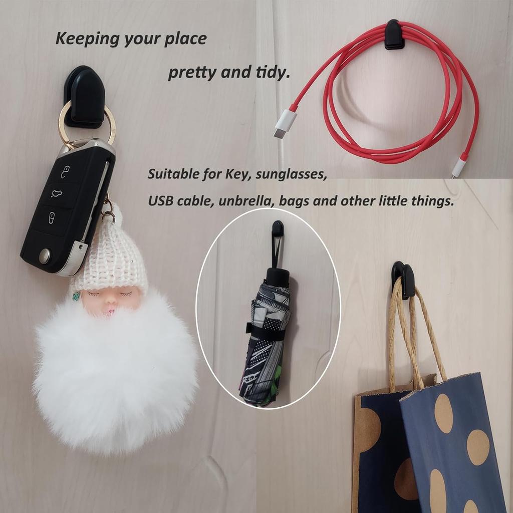20 Pieces Car Sticky Hooks, Hangers Stick on Car, Self-Adhesive Hooks Heavy Duty Hanging Holders for Keys, Cable Organizer Vehicle Décor GL011