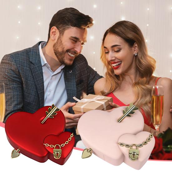 

Yousheng Heart Shaped Jewelry Box with Arrows Storage Organizer Soft Lining Portable Rings Necklaces Storage Box Anniversary Gifts рожевий