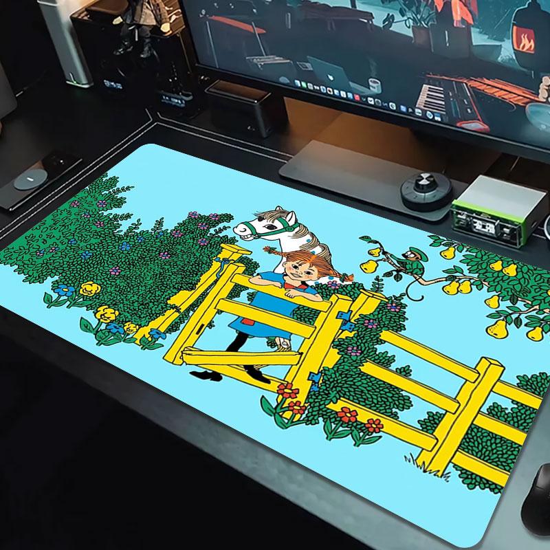 Pippi Longstocking Large Size Mouse Pad Large Gaming Table Cushion Non-slip Laptop Tablet Big Mousepad XXL Mat Mini PC Playmat With Lock edge