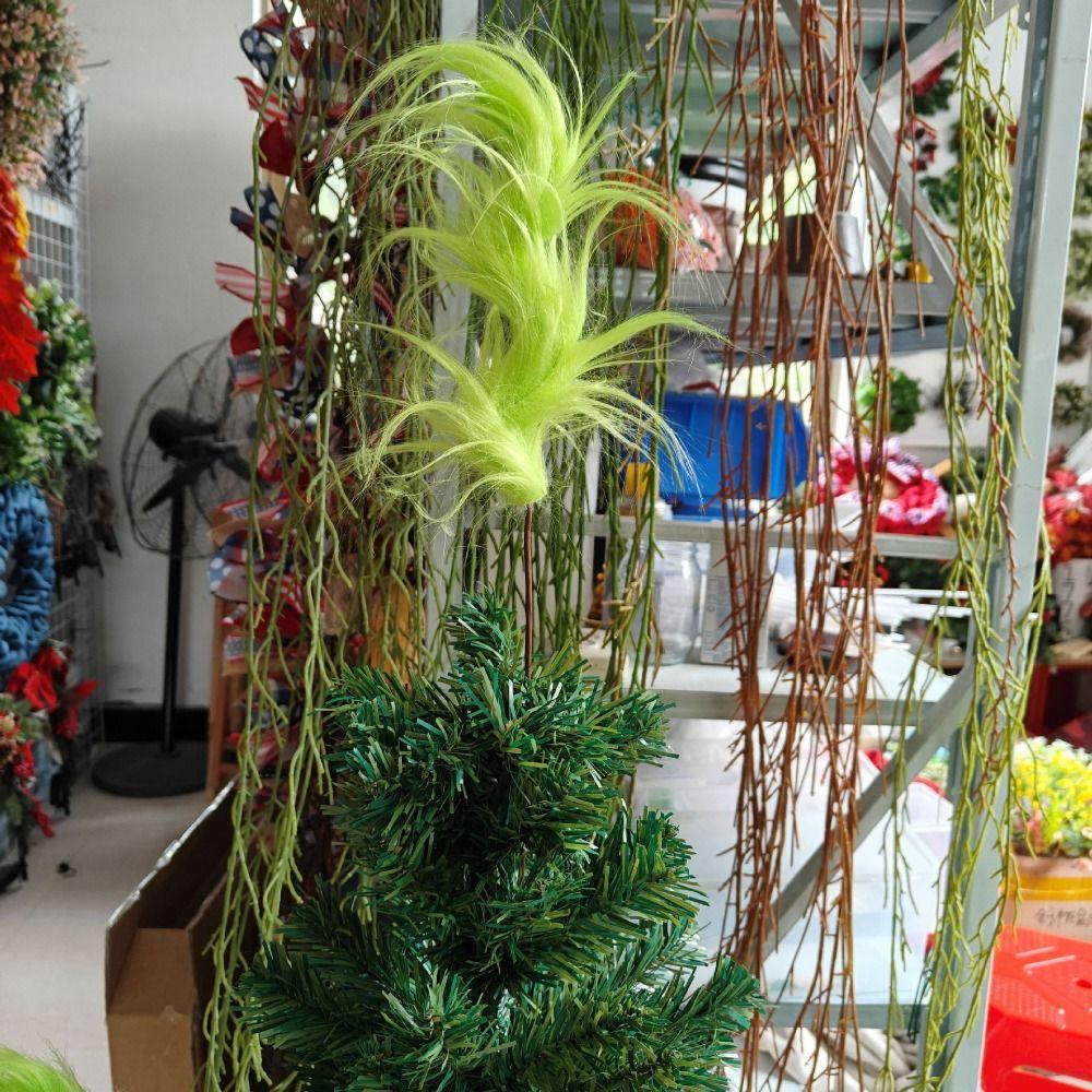 10pcs Artificial Fluffy Green Curling Rod Decoration Simulation Green Plants  Home Indoor Outside