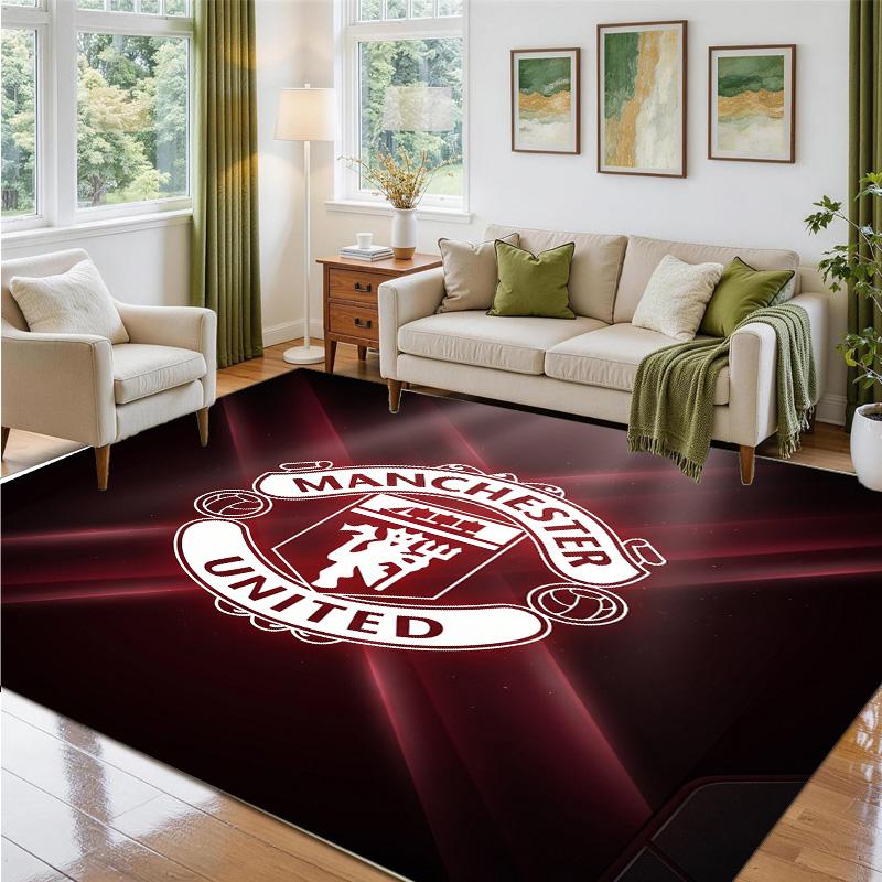 Manchester United FC Design Crystal Velvet Rug Soft Decorative Mat for Bedroom Entrance