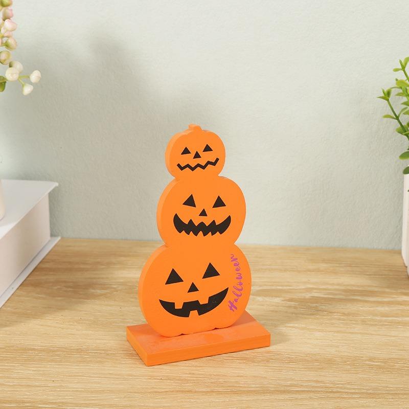 Halloween Pumpkin Ornament Halloween Party Decoration Wooden Crafts Creative Haunted House Tomb Wooden Ornament