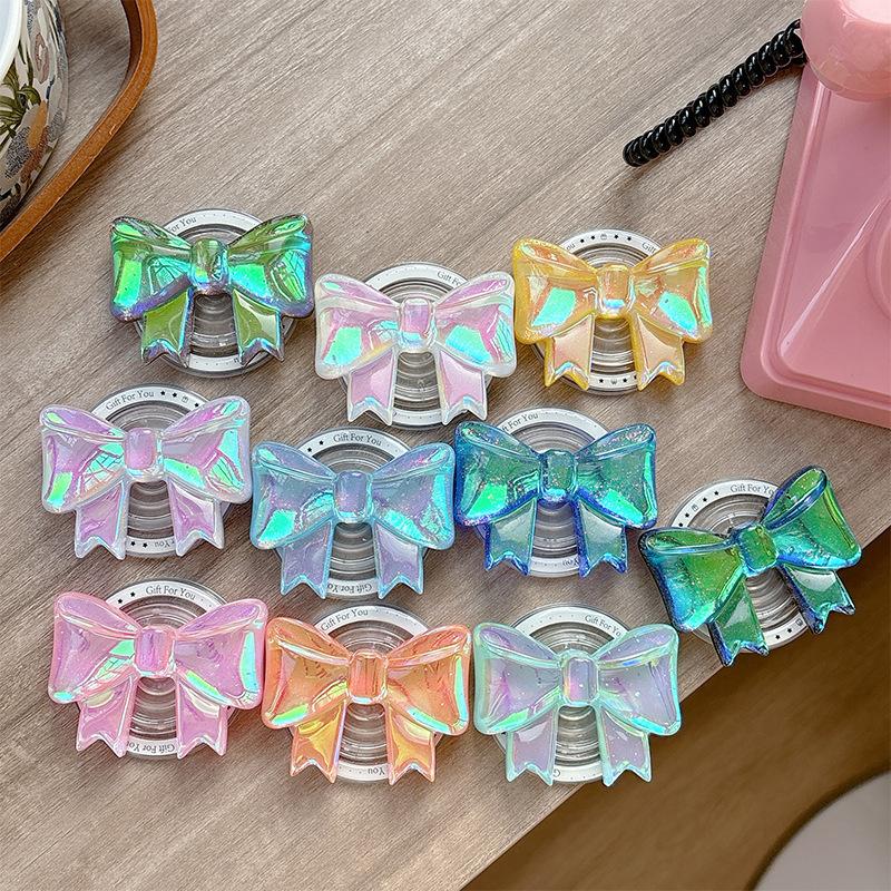 Wind Three-Dimensional Bow Decoration Internet Celebrity Mobile Phone Airbag Holder Magnetic Women'S Ring Original Gift