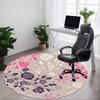 1 Stück Blumenmuster Stuhlmatte für das Büro, Runde Polyestermatte, Innendekoration für das Büro, Pflegeleichtes Gewebe, Waschbarer rutschfester Teppich