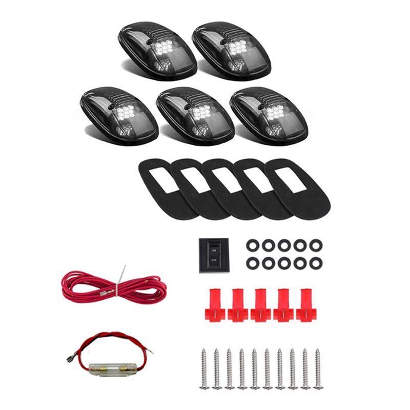 Powerful 9 LED Car Cab Roof Marker Lights For Truck SUV LED DC 12V Black Smoked Lens White Lamp Car External Lights