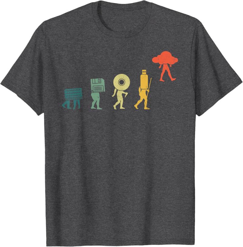 T-shirt Divertente Cloud Programmatore di Memoria Retro Evolutione Programmazione