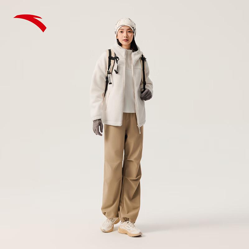 ANTA Women's Loose Hooded Lambswool Fleece Jacket