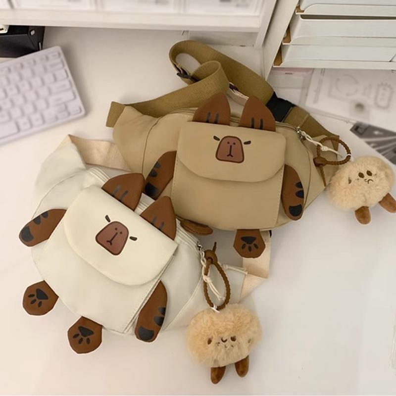 SCIONE Cute Cartoon Capibala Chest Bag 2025 New Large-capacity Fashion Leisure and Versatile Sports Students Lightweight Crossbody Bag
