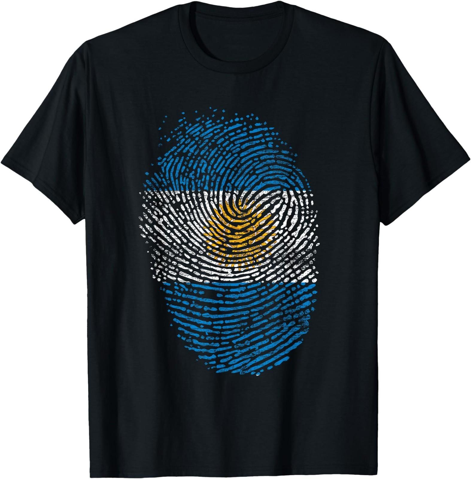 Patriotic Argentinian Fingerprint Flag Gift Argentina T- Unisex T-Shirt XL