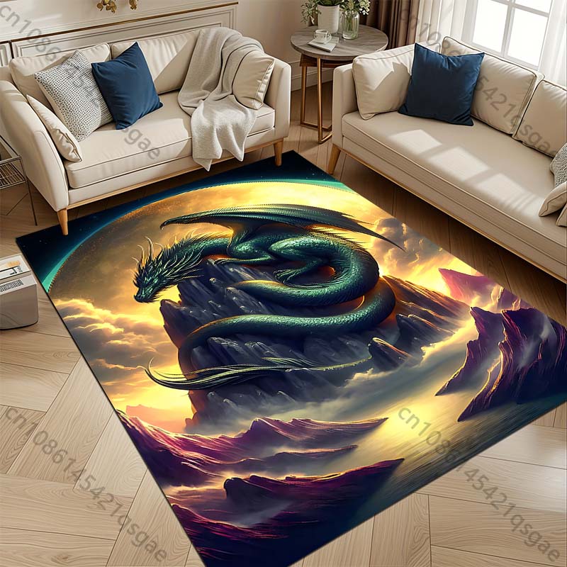 A giant dragon atop a mountain peak—fantasy style Print Carpet Rug for Living Room Bedroom Sofa Doormat Home Decor Floor Mat