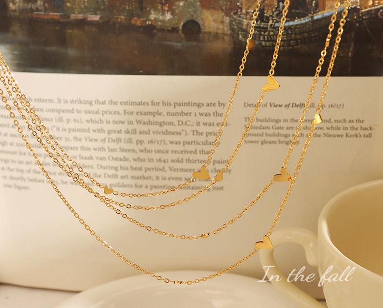 Minimalist Gold-Plated Titanium Heart Necklace - Niche Design Clavicle Chain