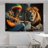 Rastafari Bob Marley Lion Vintage Oil Painting Hanging Cloth Trendy Cool Wall Decoration Living Room Room Decoration