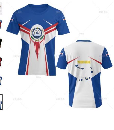 Fashion Women's T-Shirt Recomof Cabo Verde Flag Map 3D Printed T-Shirt Badge Graphic T-Shirt Men