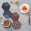 5pcs Simple Heat Insulation Mat High Temperature Hollowed Out Thickness 4mm Table Mat Home Tea Casserole Mat Striped Coaster
