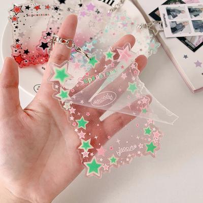 Transparent Star ID Card Holder Cute Girl Photo Card Sleeve Multiuse 3 Inch Card Display Bag Accessory