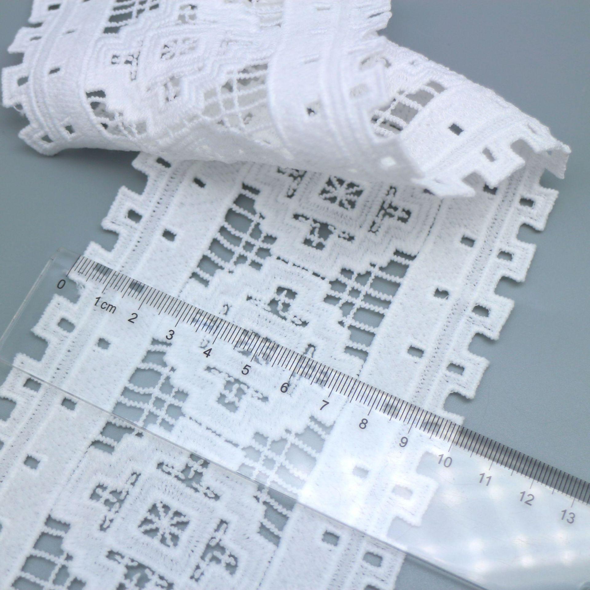 Популярный Белый Двусторонний Молочный Шелк Вышивка Штрих-кодом Кружево Кружево DIY Одежда Обувь и Шляпы Декоративная Вышивка Кайма 1733-525