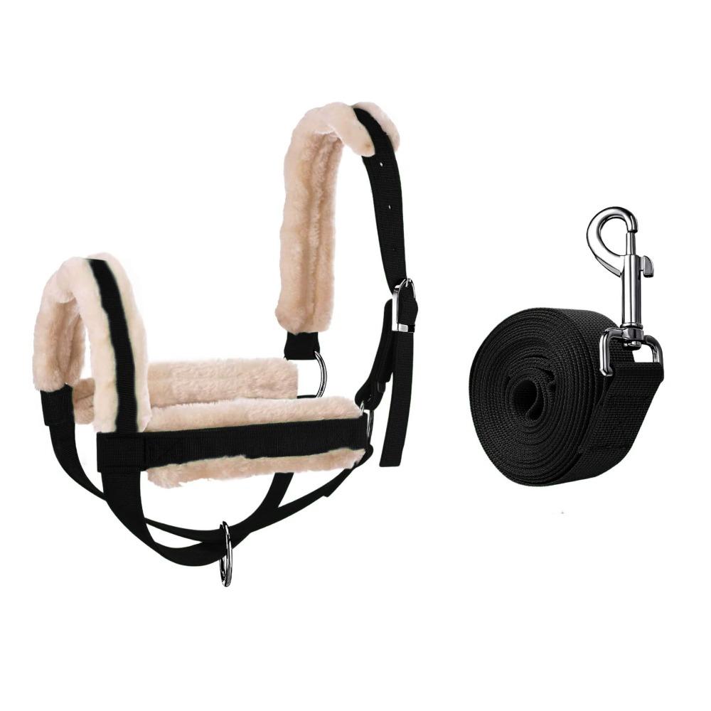 Plush Nylon Cow Halter Adjustable Animal Training Harness Halter Lead Rope Set Farm Use