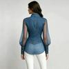 long sleeve oversized denim mesh vintage shirts & blouses for blouse Casual loose spring summer autumn tops women shirt