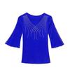 2025 Summer Mesh Diamond Slim Three-Quarter Sleeve Women's Fashion T-Shirt