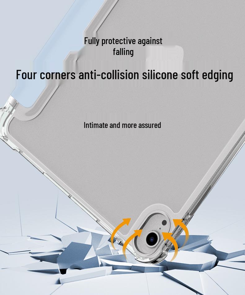 Honor Tablet 10 Magnetic Tri-fold Case with Pen Slot, Transparent Frosted Soft Shell