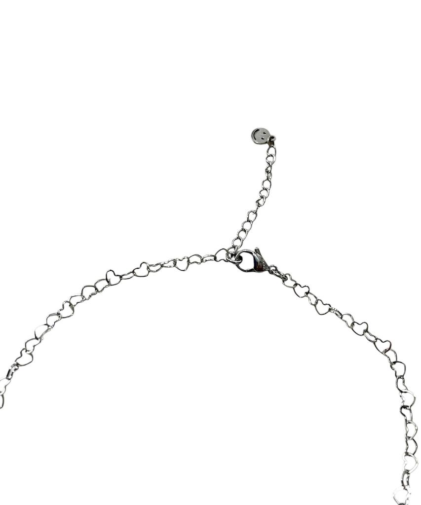 Sk8Er Rock Blossom Love Heart Chain Surgical Steel Necklace