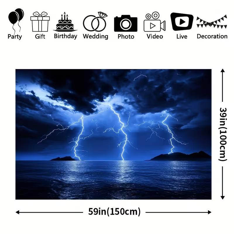 2D Dark Sky Thunder Seascape Backdrop Stormy Night Portrait Photography Background