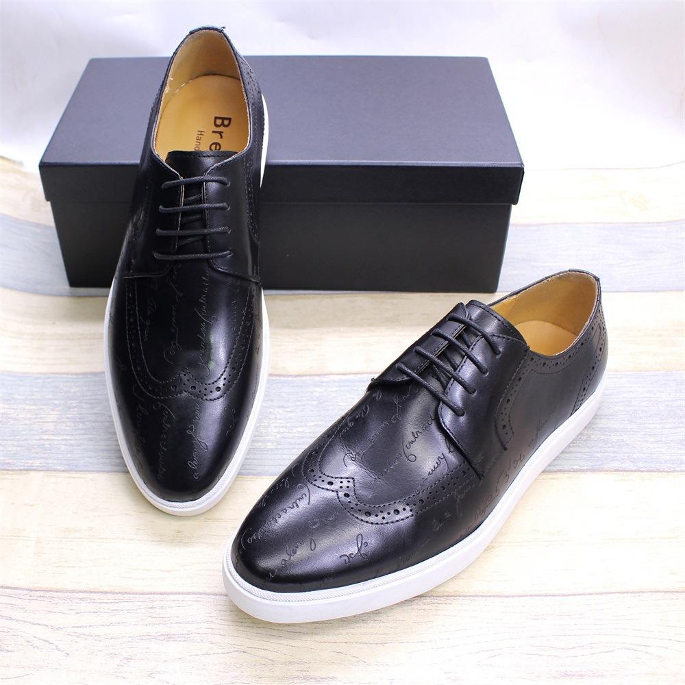 Fashion Men's High-grade Casual Leather Shoes Classic British Style Handmade Men's Shoes Brown Fashion Comfortable Flat Shoes A21