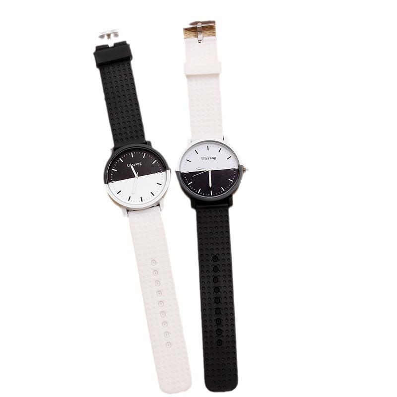 Korean Style Men's & Women's Trendy Couple Watches - Black & White, Retro, Casual, Big Dial, Quartz for Students
