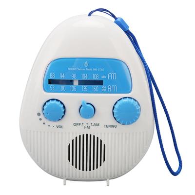 Bathroom Shower Radio, AM/FM Waterproof Speaker with Built-in Strap and Adjustable Volume, for Pool, Beach, Home, Party, Travel, and Outdoor Use