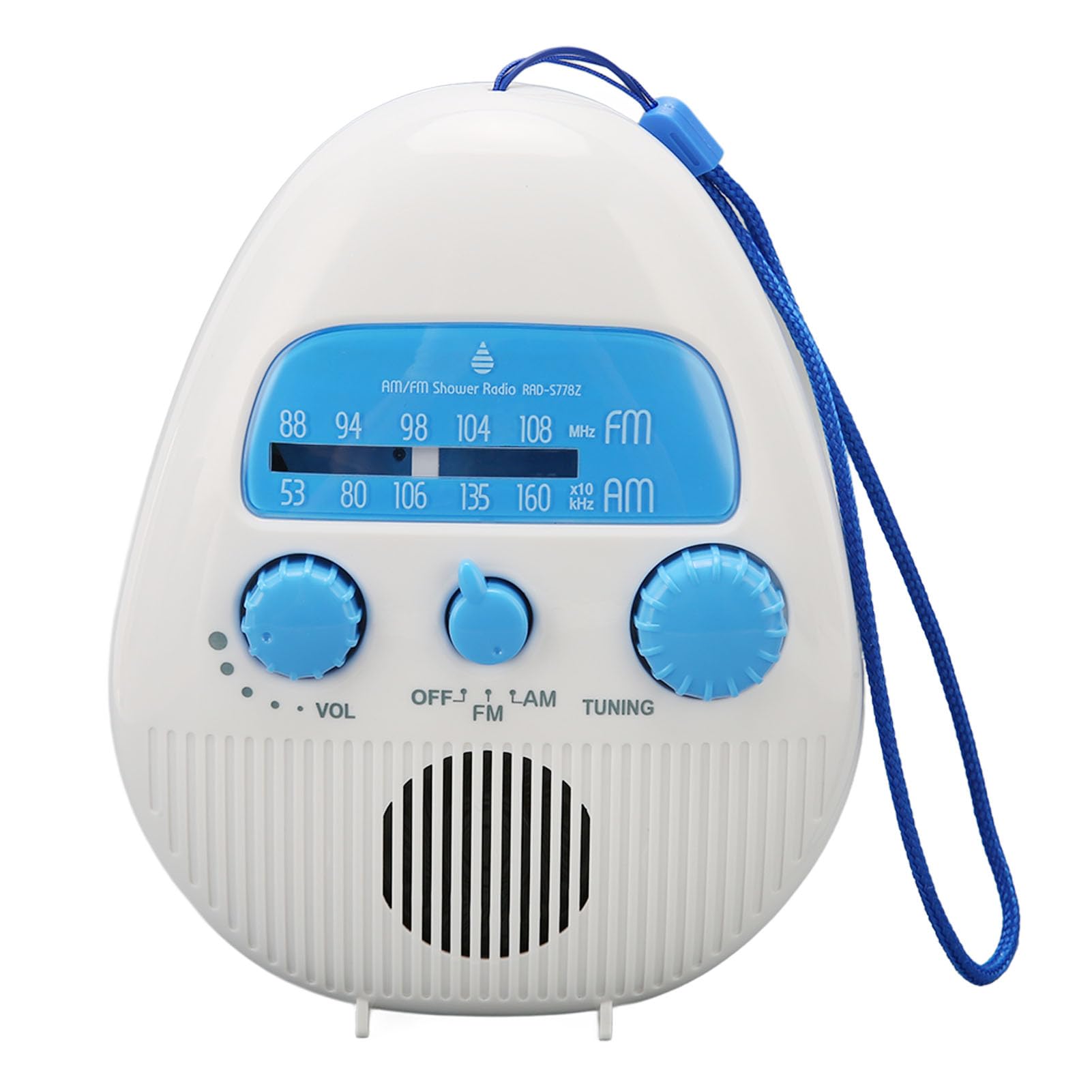 

Bathroom Shower Radio, AM/FM Waterproof Speaker with Built-in Strap and Adjustable Volume, for Pool, Beach, Home, Party, Travel, and Outdoor Use