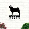 Iron Wall Mounted Key Holder Pug Dog Metal Keychain Hook 6 Inch 9 Inch Wide
