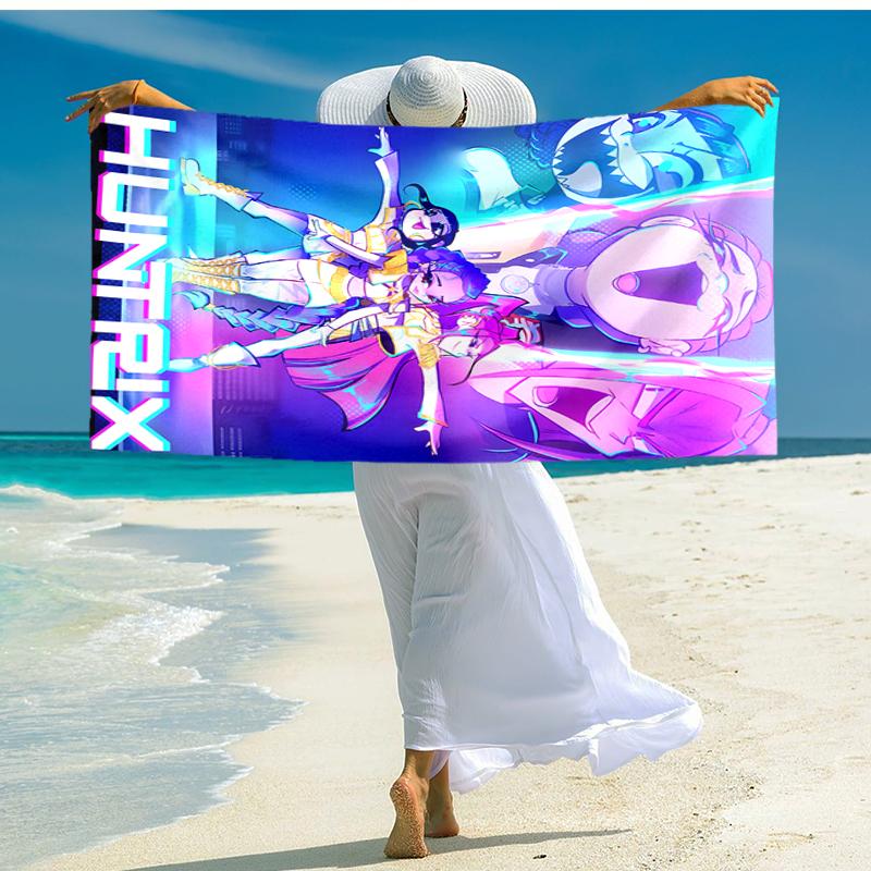 1pc KPop Demon Hunters14 Beach Towel, Comfortable and Thick, and Swimming/Bath/Picnic/Camping Towel, Suitable for Seaside Beaches